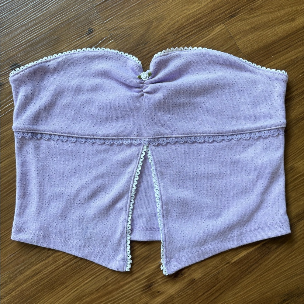 Kimchi Blue Lilac Lace-Trimmed Strapless Top